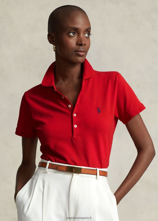 polo stretch coupe slim 46T60T3248 femmes Ralph Lauren rouge/marine