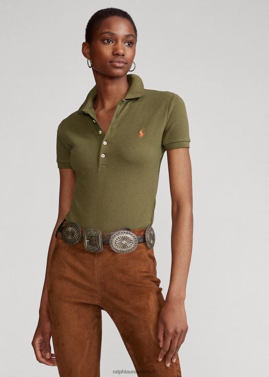 polo stretch coupe slim 46T60T3259 femmes Ralph Lauren olivier à baldaquin