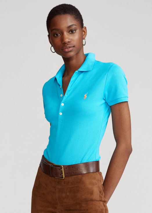 polo stretch coupe slim 46T60T3262 femmes Ralph Lauren crique bleue