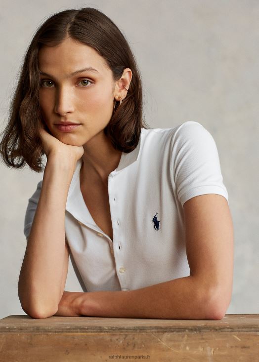 polo stretch coupe slim 46T60T3271 femmes Ralph Lauren blanc