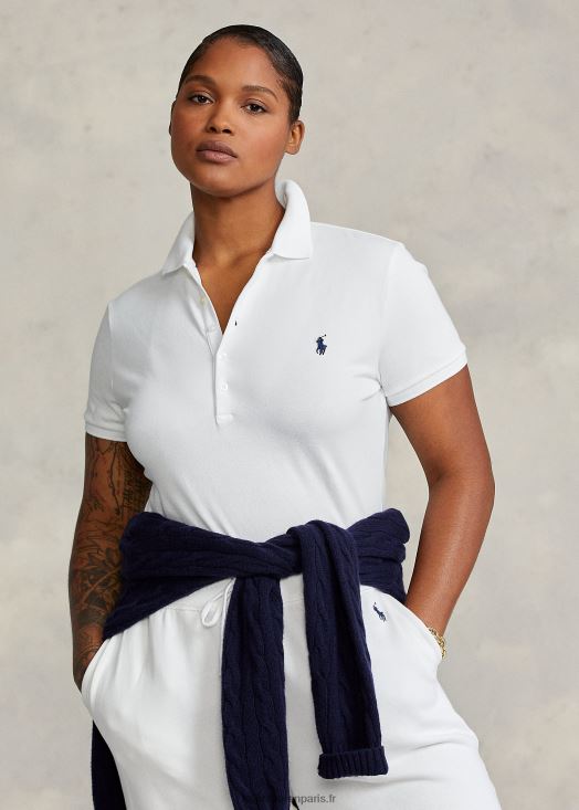 polo stretch coupe slim 46T60T3271 femmes Ralph Lauren blanc