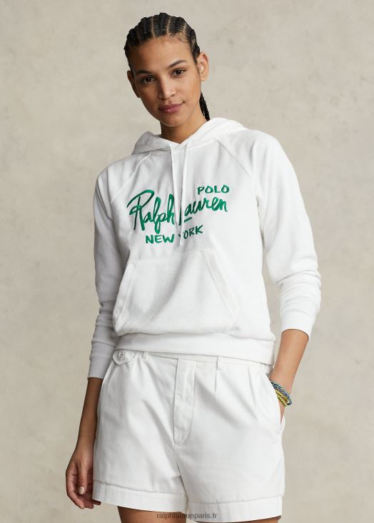 sweat à capuche à logo brodé 46T60T2970 femmes Ralph Lauren blanc