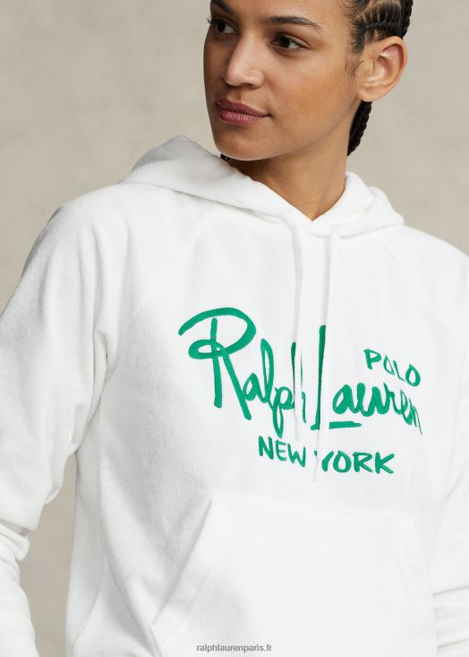 sweat à capuche à logo brodé 46T60T2970 femmes Ralph Lauren blanc