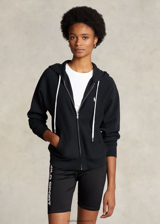 sweat à capuche zippé en polaire 46T60T3274 femmes Ralph Lauren noir