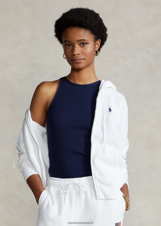 sweat à capuche zippé en polaire 46T60T3276 femmes Ralph Lauren blanc