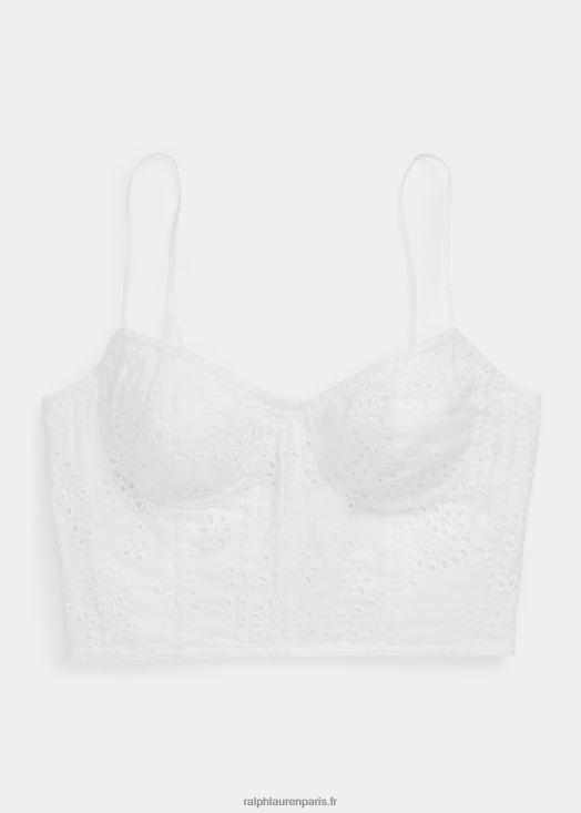 bustier en lin à œillets 46T60T2992 femmes Ralph Lauren blanc