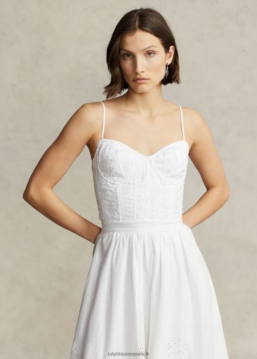 bustier en lin à œillets 46T60T2992 femmes Ralph Lauren blanc