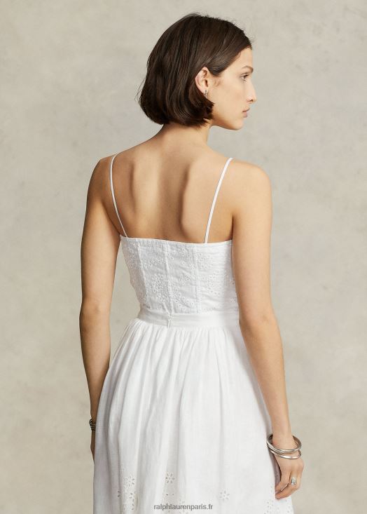 bustier en lin à œillets 46T60T2992 femmes Ralph Lauren blanc