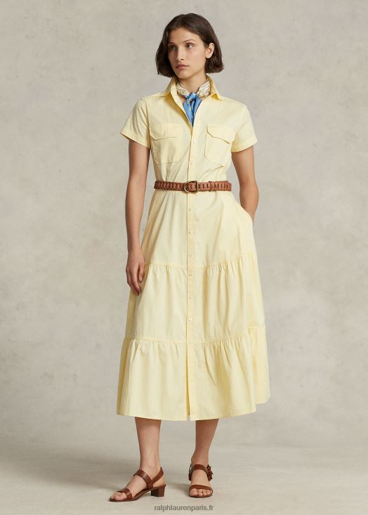 robe-chemise en coton à ceinture 46T60T2927 femmes Ralph Lauren jaune