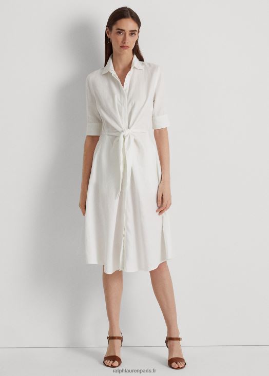 robe chemise en lin 46T60T4074 femmes Ralph Lauren blanc