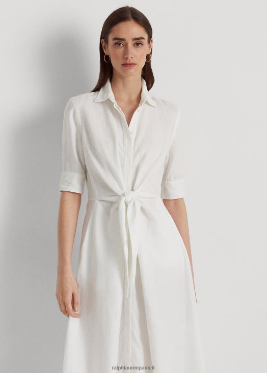 robe chemise en lin 46T60T4074 femmes Ralph Lauren blanc