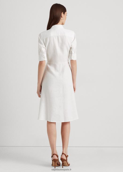 robe chemise en lin 46T60T4074 femmes Ralph Lauren blanc