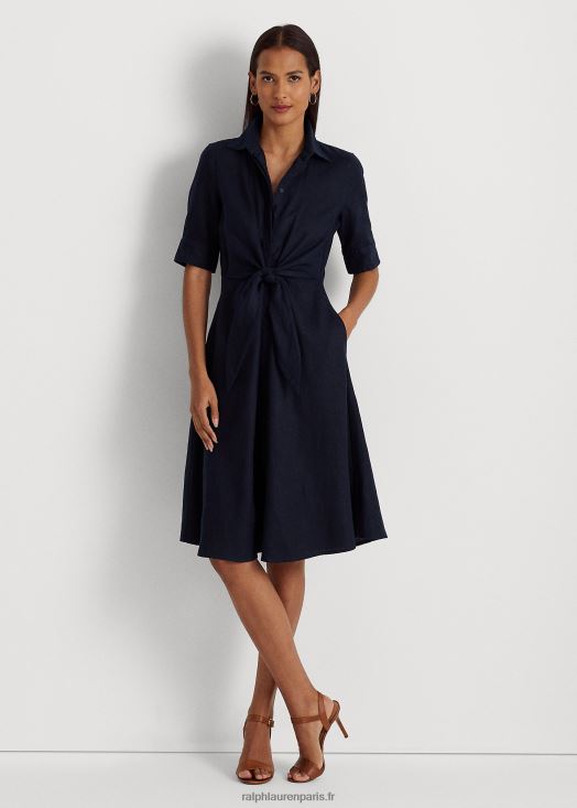 robe chemise en lin 46T60T4075 femmes Ralph Lauren marine