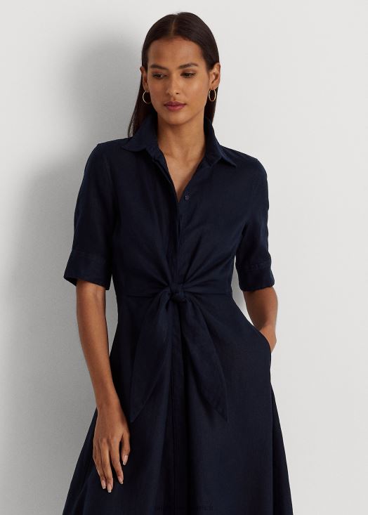 robe chemise en lin 46T60T4075 femmes Ralph Lauren marine