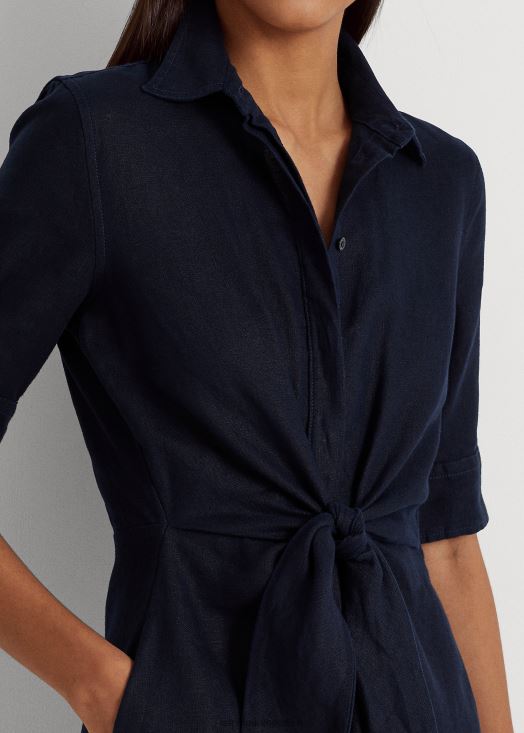 robe chemise en lin 46T60T4075 femmes Ralph Lauren marine