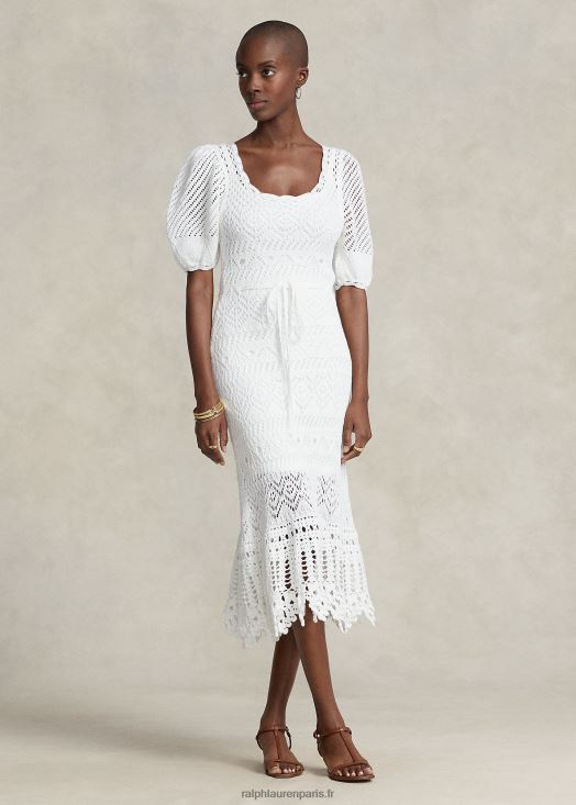 robe en coton pointelle 46T60T3073 femmes Ralph Lauren blanc