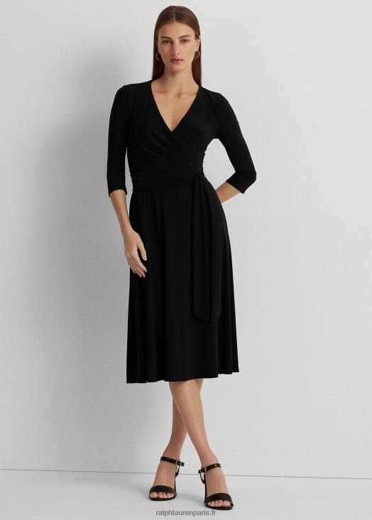 robe en jersey à surplis 46T60T9150 femmes Ralph Lauren noir