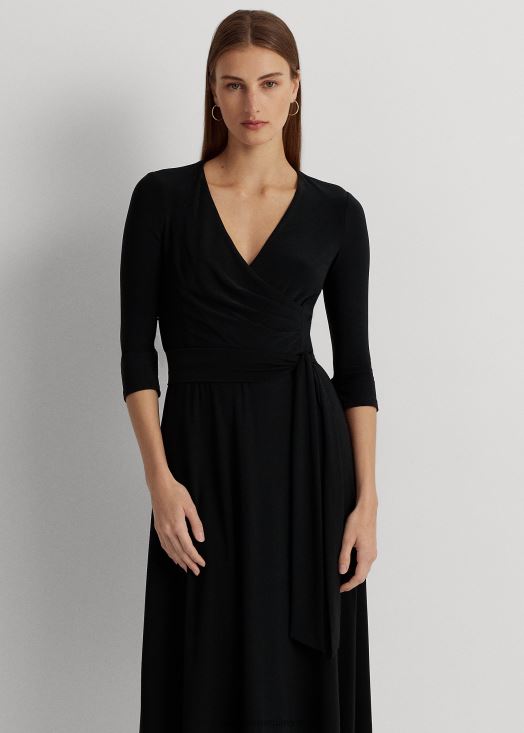 robe en jersey à surplis 46T60T9150 femmes Ralph Lauren noir