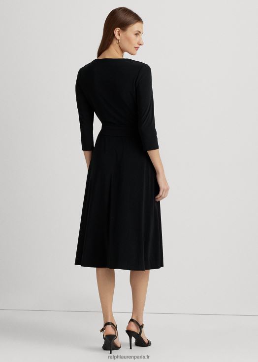 robe en jersey à surplis 46T60T9150 femmes Ralph Lauren noir