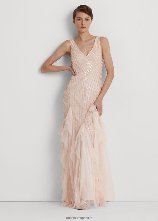 robe en tulle perlé 46T60T4089 femmes Ralph Lauren nuage rose