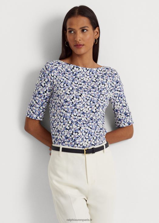 t-shirt en coton stretch à fleurs 46T60T9470 femmes Ralph Lauren