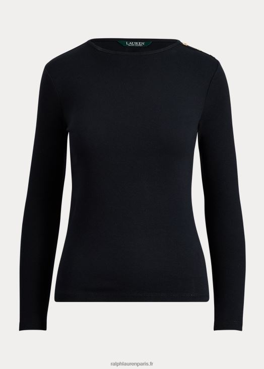 top à épaules boutonnées 46T60T4267 femmes Ralph Lauren noir