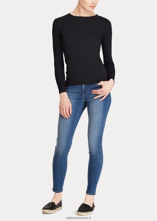 top à épaules boutonnées 46T60T4267 femmes Ralph Lauren noir