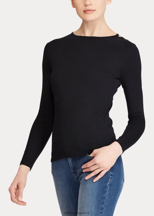 top à épaules boutonnées 46T60T4267 femmes Ralph Lauren noir