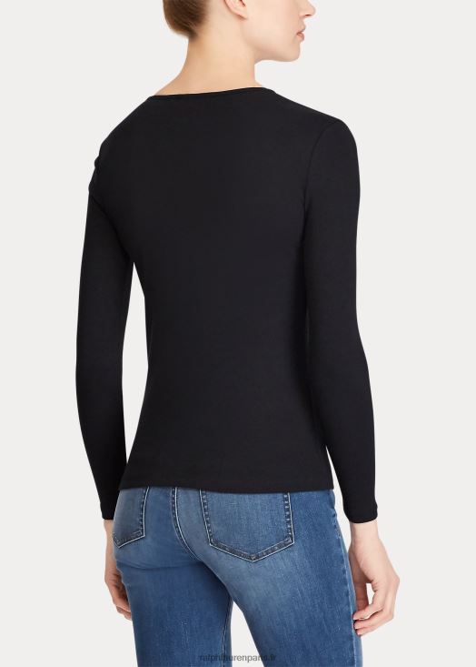 top à épaules boutonnées 46T60T4267 femmes Ralph Lauren noir