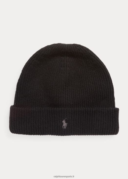 bonnet côtelé poney signature 46T60T2445 Hommes Ralph Lauren noir