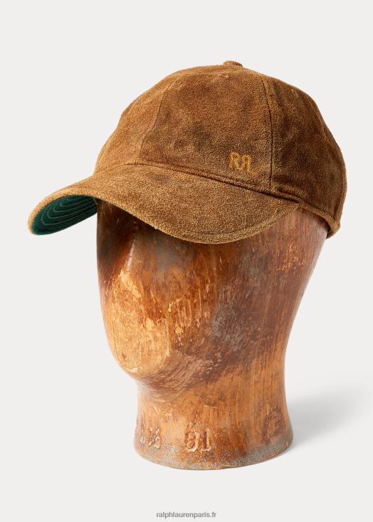 casquette en daim brut 46T60T8874 Hommes Ralph Lauren brun