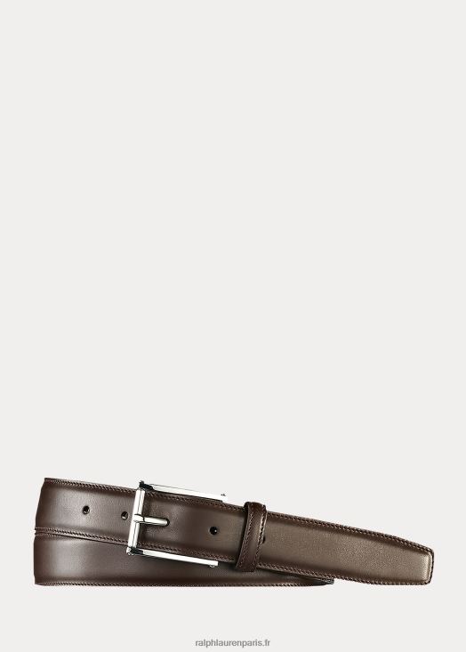 ceinture à boucle 46T60T9043 Hommes Ralph Lauren marron foncé