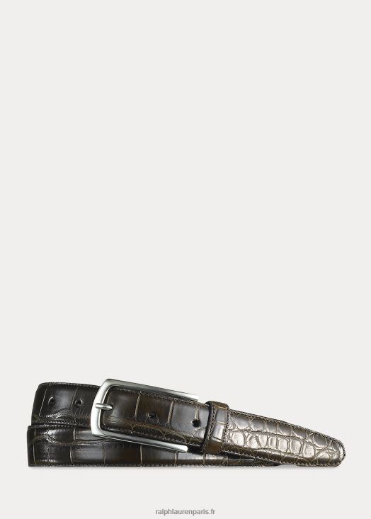 ceinture à boucle en alligator 46T60T9032 Hommes Ralph Lauren brun