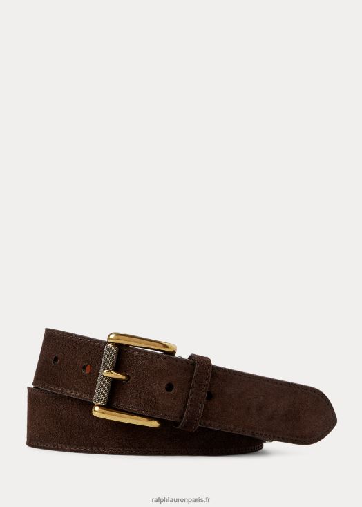 ceinture à boucle en daim 46T60T2219 Hommes Ralph Lauren brun foncé