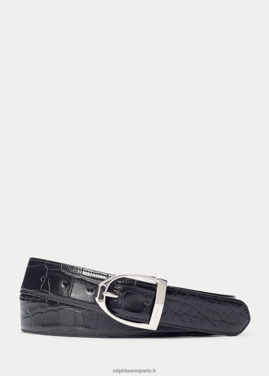 ceinture en alligator 46T60T9024 Hommes Ralph Lauren noir