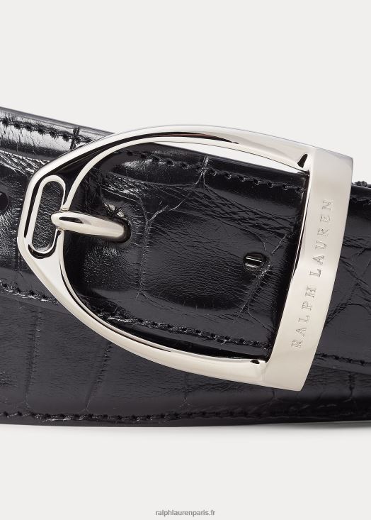 ceinture en alligator 46T60T9024 Hommes Ralph Lauren noir