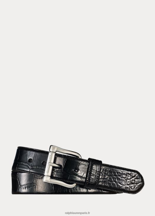 ceinture en alligator 46T60T9040 Hommes Ralph Lauren noir