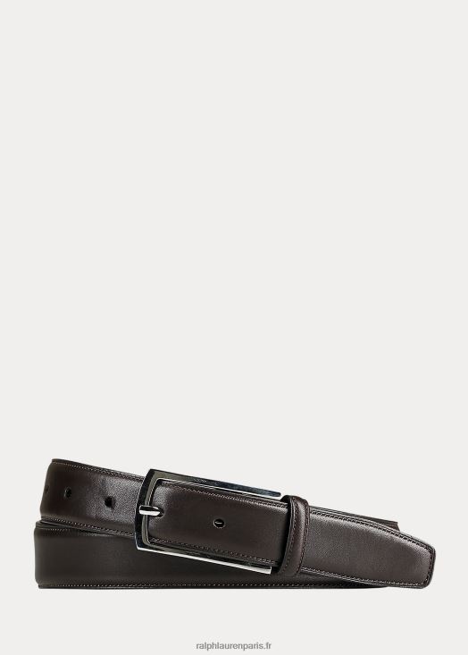 ceinture en cuir à boucle rectangulaire 46T60T9046 Hommes Ralph Lauren brun