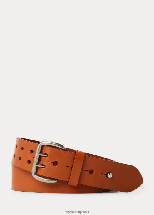 ceinture en cuir à double griffe 46T60T2335 Hommes Ralph Lauren bronzer