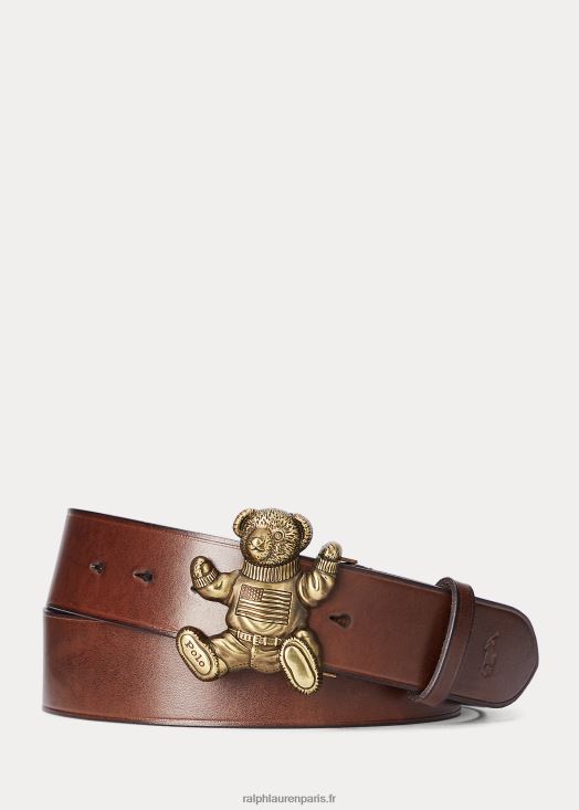 ceinture en cuir ours polo 46T60T2565 Hommes Ralph Lauren brun