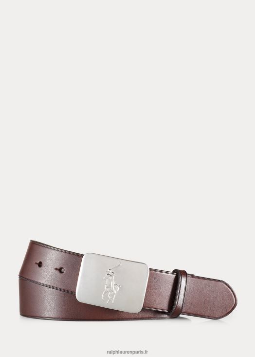 ceinture en cuir à plaque poney 46T60T8817 Hommes Ralph Lauren