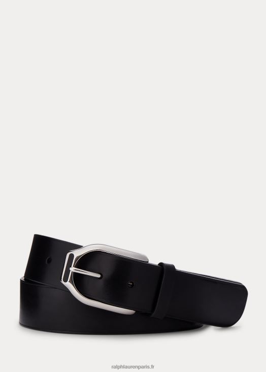 ceinture en cuir wellington 46T60T8986 Hommes Ralph Lauren noir