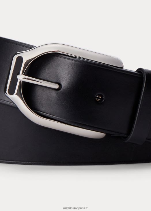 ceinture en cuir wellington 46T60T8986 Hommes Ralph Lauren noir