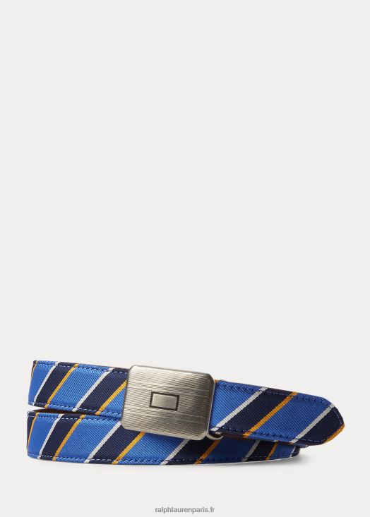 ceinture en jacquard rayé à boucle plaque 46T60T2759 Hommes Ralph Lauren