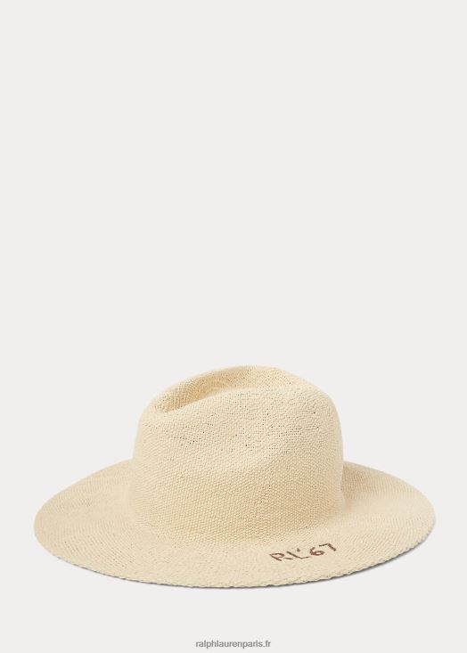 chapeau de paille à logo brodé 46T60T2432 Hommes Ralph Lauren naturel