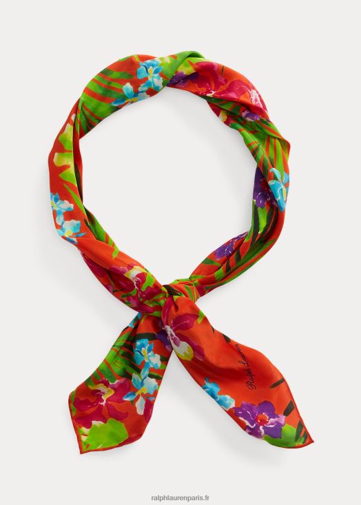 foulard en soie à fleurs 46T60T8940 Hommes Ralph Lauren orange