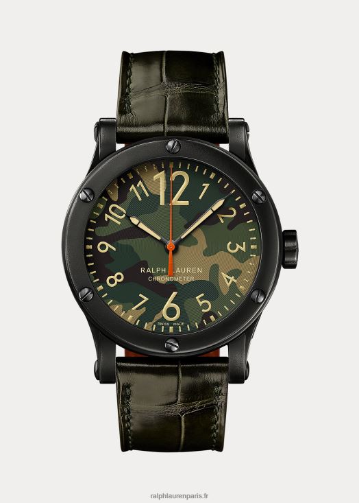 acier chronomètre 45mm 46T60T2816 Hommes Ralph Lauren cadran camouflage