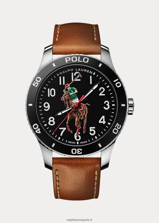 montre polo cadran noir 46T60T9742 Hommes Ralph Lauren