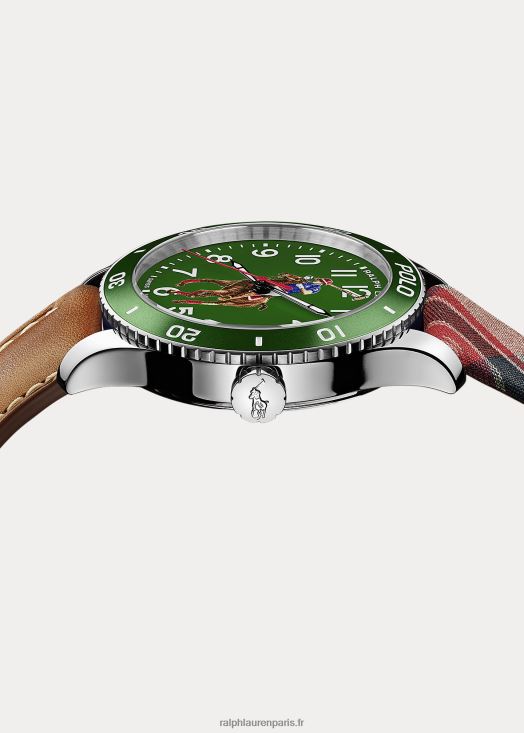 montre polo cadran vert 46T60T9726 Hommes Ralph Lauren