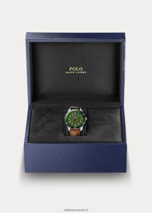 montre polo cadran vert 46T60T9726 Hommes Ralph Lauren